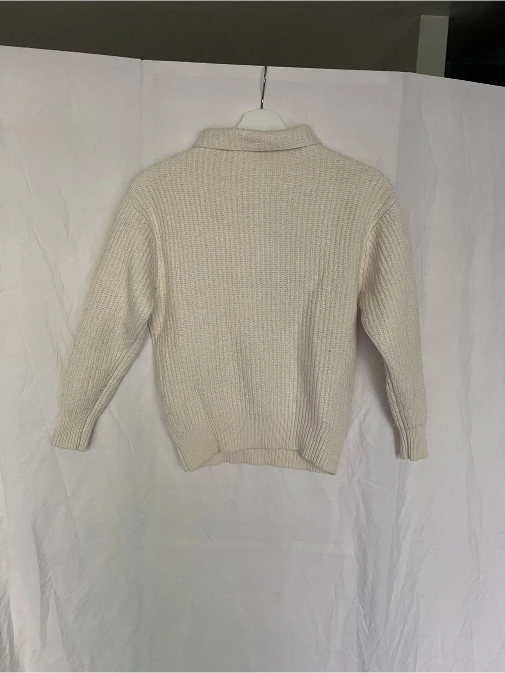 Wilfred Merino Wool Ribbed Mock Neck Sweater Cream Size XS minimalist luxury